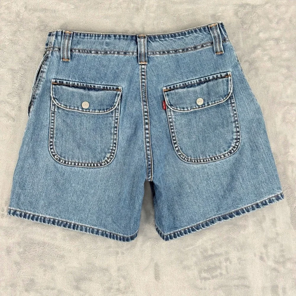 Vintage Y2K Levi's Utility High Waisted Jean Shorts‎ Womens 6x5 Blue Flap Pocket